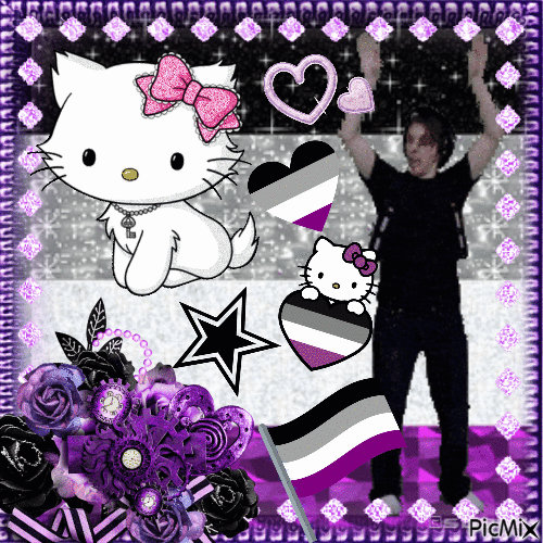 Asexual Ace Jerma985 Purple Glitter Hello Kitty - Kostenlose animierte GIFs