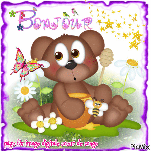bonjour petit ours - Безплатен анимиран GIF