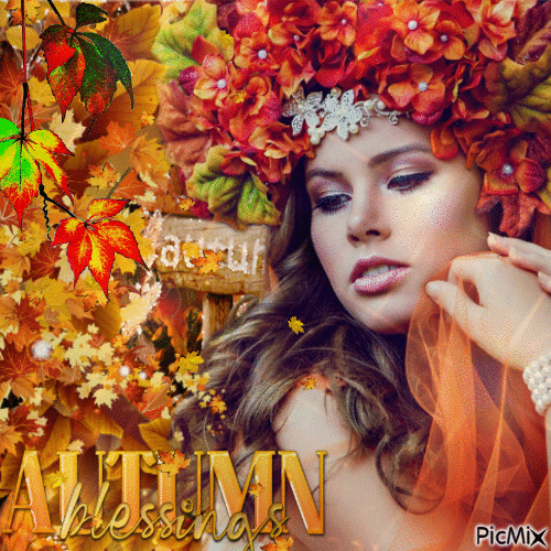 Visage de femme en automne - GIF animé gratuit