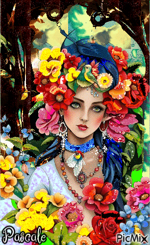 Portrait femme coloré - 無料のアニメーション GIF