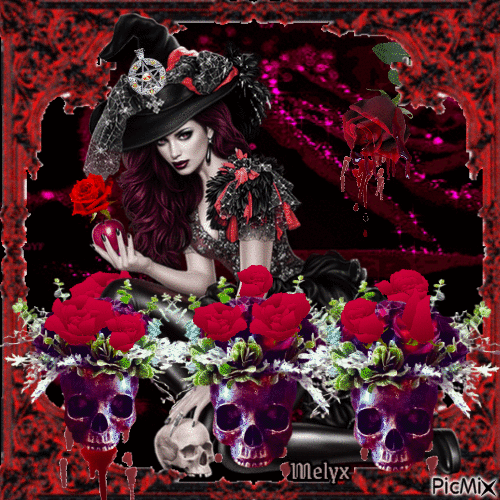 la sorcière et les roses sanglantes - GIF animé gratuit