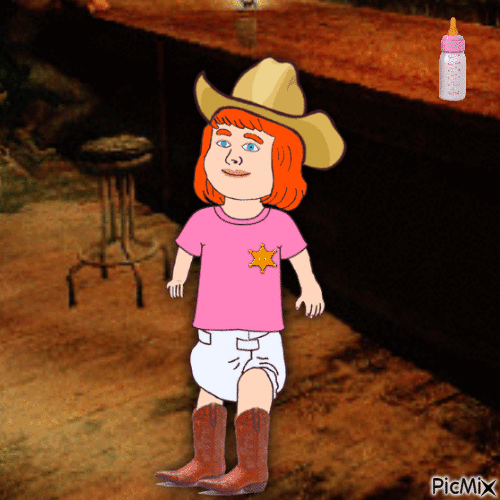 Sheriff baby at bar - GIF animasi gratis