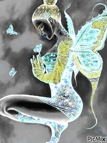 Butterfly Girl - Animovaný GIF zadarmo