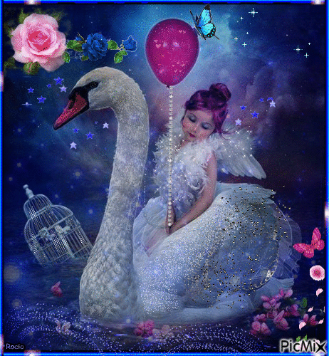 Cisne con Angel - Ilmainen animoitu GIF