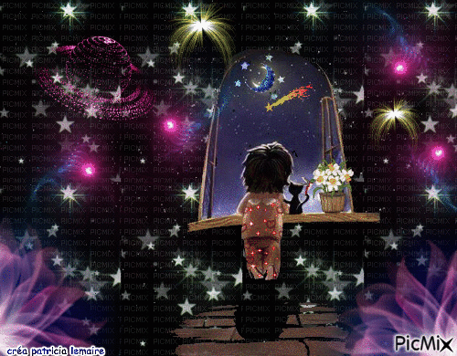 nuit étoilée - Animovaný GIF zadarmo