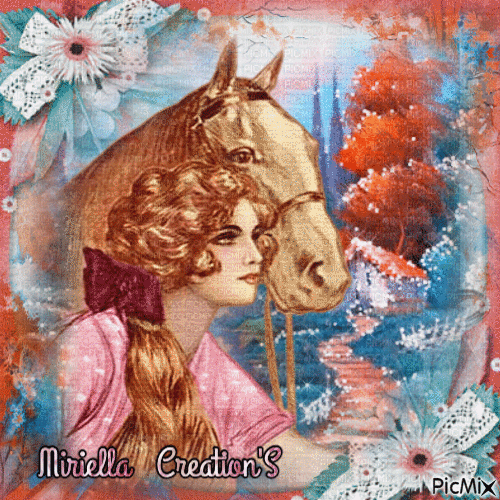 Contest  Femme avec son cheval - Бесплатный анимированный гифка