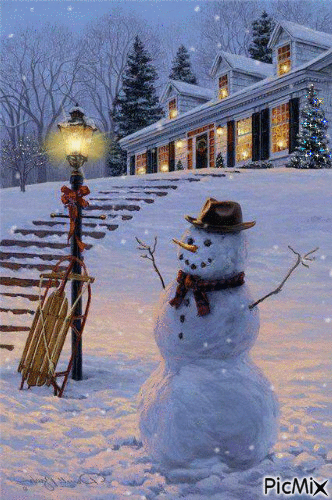 Christmas Snowman - Безплатен анимиран GIF