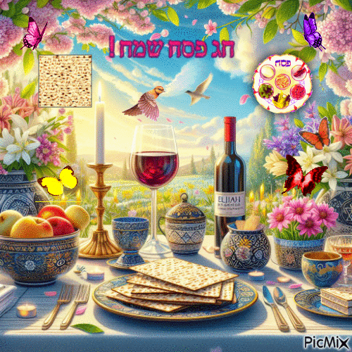חג פסח שמח! Happy Passover! 🍷🍷🍷🍷 - Бесплатни анимирани ГИФ