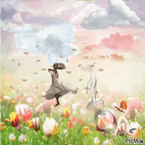 Larme féconde sur fleurs des champs - Ingyenes animált GIF