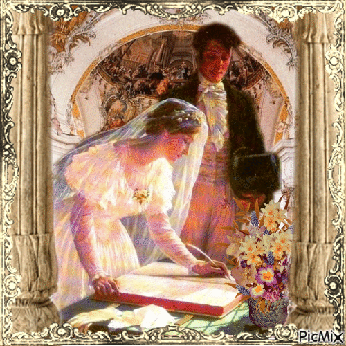 Vintage Hochzeit in der Kirche - Gratis geanimeerde GIF