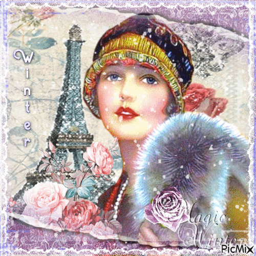 Paris Woman Winter - GIF animé gratuit