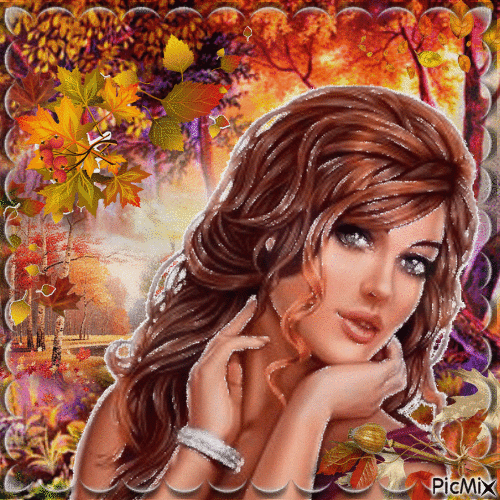 Femme d'automne - GIF animado grátis