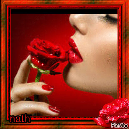 Rose rouge dans un cadre rouge,concours - Безплатен анимиран GIF