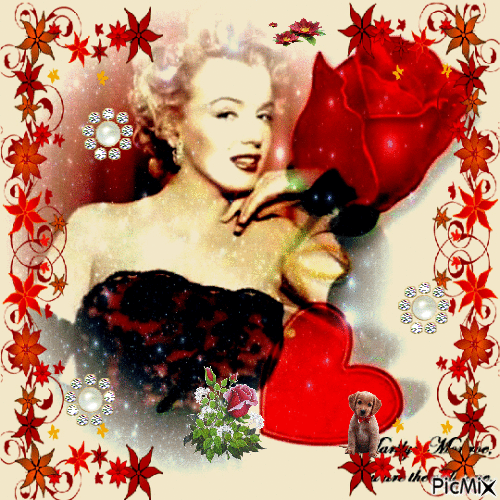 Marilyn in red - GIF animé gratuit
