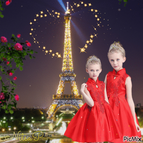 The twins in Paris - Nemokamas animacinis gif