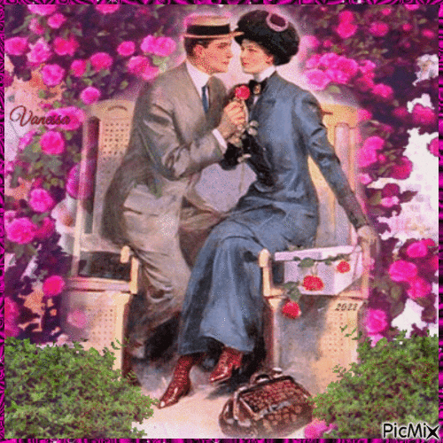 Couple Vintage Romantique... ❣💖❣🌹❣💖❣ - GIF animado gratis