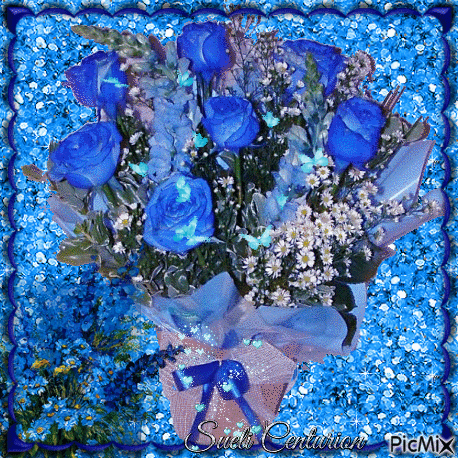 Arranjo de flores tudo azul - Besplatni animirani GIF
