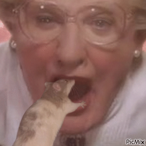 Mrs. Doubtfire rat in mouth - GIF animate gratis