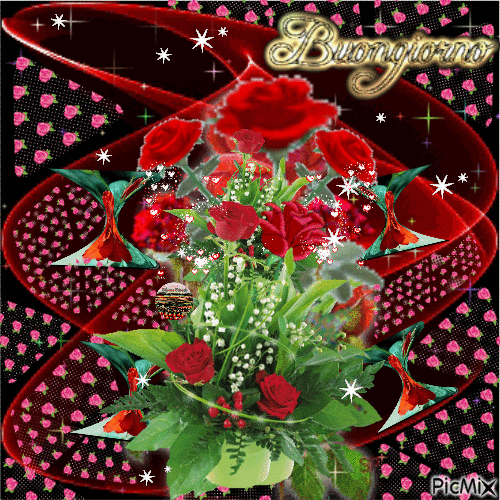 Buongiorno con rose rosse - GIF เคลื่อนไหวฟรี