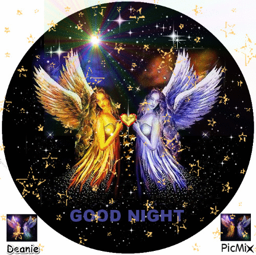 Angel Twins Saying Good Night - GIF animado gratis