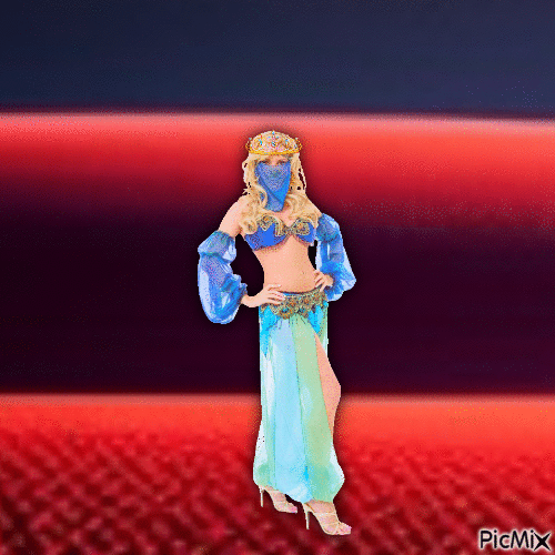 Arabian princess in red desert - GIF animé gratuit