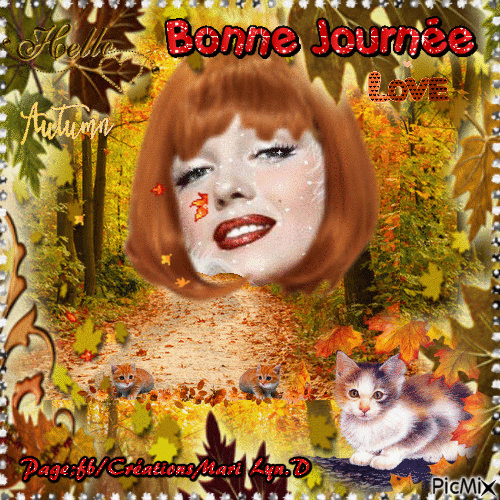 MARILYN EN ROUSSE AVEC CHATS ROUX - Free animated GIF