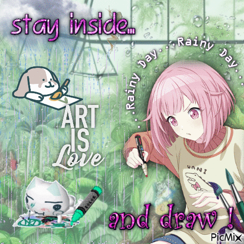rainy day art - Бесплатный анимированный гифка