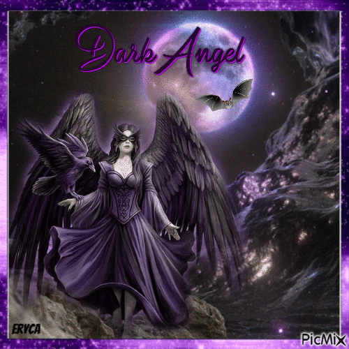 Ange gothique -tons noir et violet - GIF animé gratuit