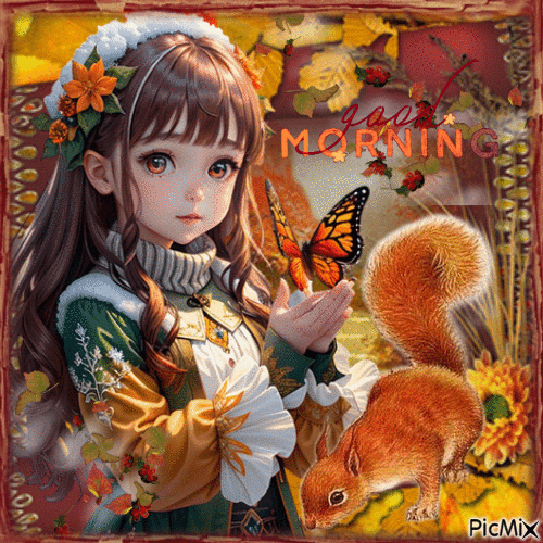 Jolie fillette d'automne - Gratis animerad GIF