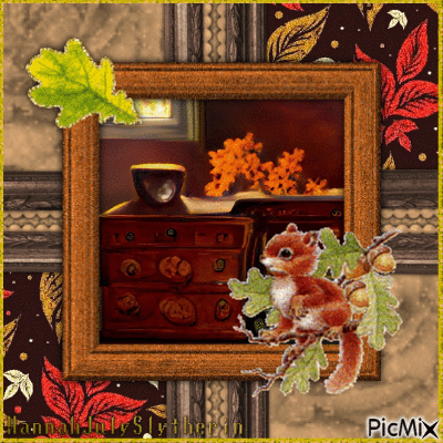{♦Squirrel and Oak Leaves♦} - Darmowy animowany GIF