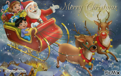 Santa's sleigh ride - Free animated GIF