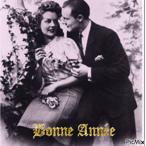 Bonne année - Couple vintage - Gratis geanimeerde GIF