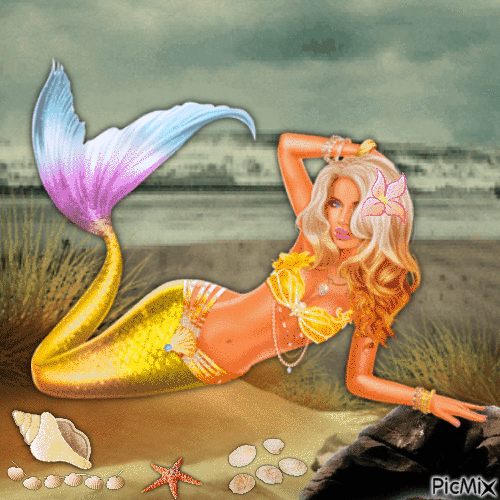 Goldie posing at the beach - Бесплатный анимированный гифка