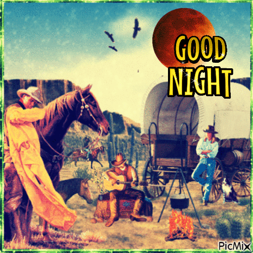 Good Night Cowboy - Free animated GIF