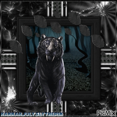 ({Black Tiger in the Forest}) - GIF animé gratuit