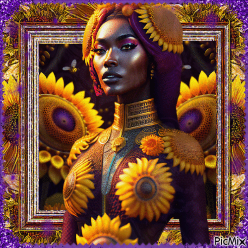 In the magical world of sunflowers - Бесплатный анимированный гифка