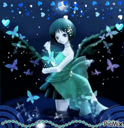 ♥Anime and butterfly in cage♥ - Gratis animeret GIF