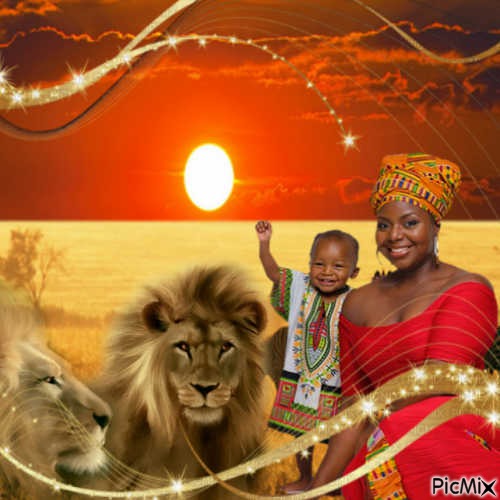 Femme et Lion - darmowe png