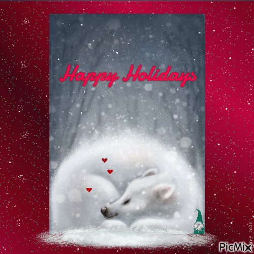 Happy holidays - sleeping white bear - Zdarma animovaný GIF