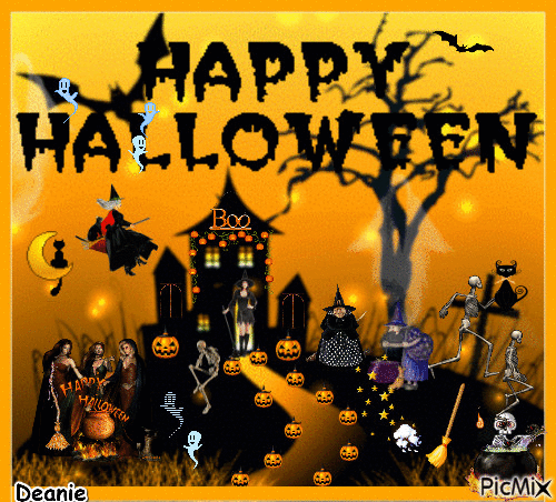 Happy Halloween House on A Hil - Free animated GIF