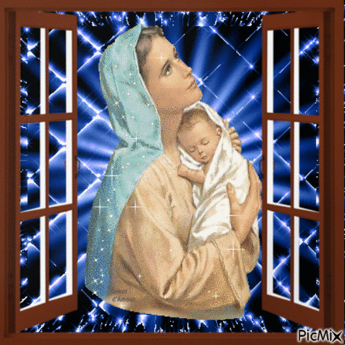 Madonna e Gesù Bambino - GIF animé gratuit