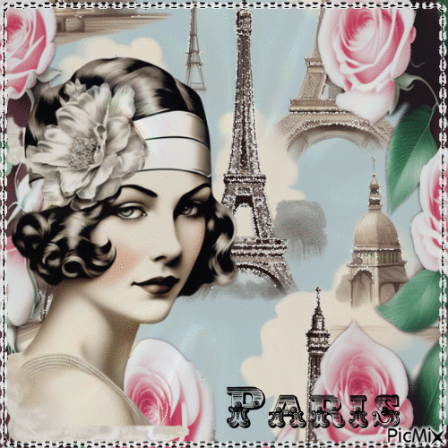 Vintage-Frau in Paris - Zdarma animovaný GIF