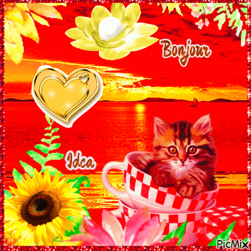 Bonjour  les chatons - Free animated GIF