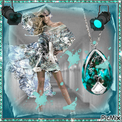 silver and turquoise - Free animated GIF