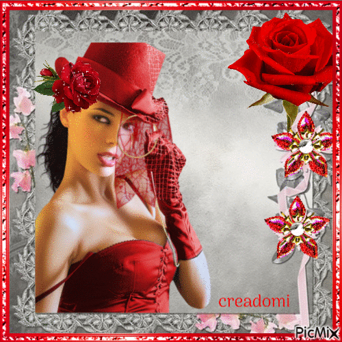 Femme au chapeau rouge - Δωρεάν κινούμενο GIF