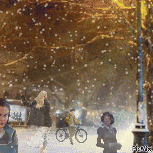 Snowy town - GIF animado gratis