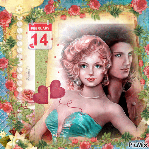 -Tarjeta de San Valentín vintage dulce- - Gratis animerad GIF