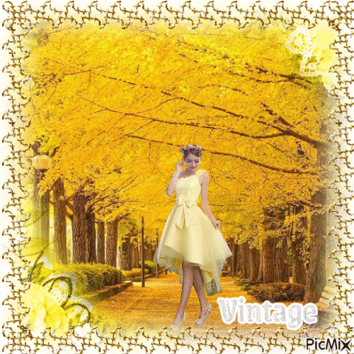 mujer en camino amarillo - Darmowy animowany GIF