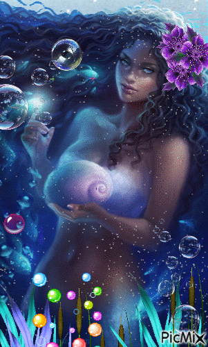 The thoughts of the mermaid - Бесплатный анимированный гифка
