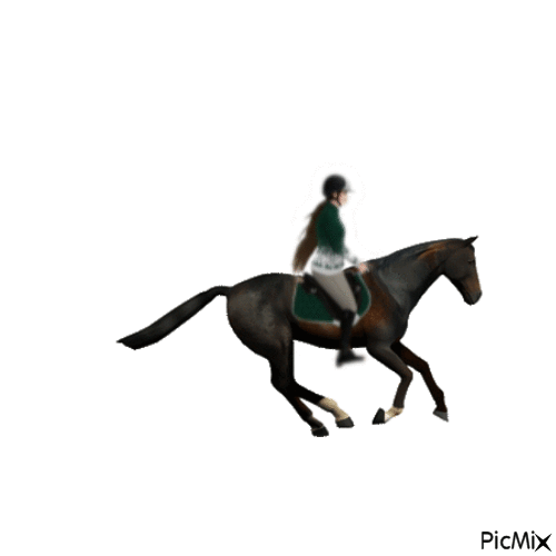Girl riding on horse - Animovaný GIF zadarmo